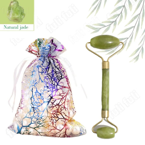 Rose Quartz Powder Crystal Jade Roller Massage Spa Pink Face Massagers