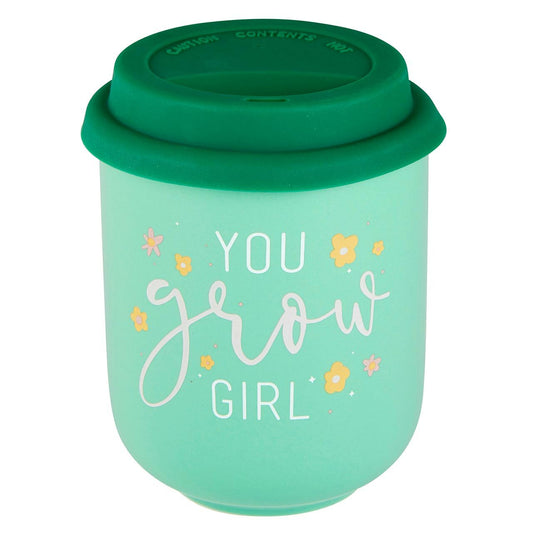 You Grow Girl Ceramic To Go Mug | Holds 16 oz. | Eco Mug with Silicone