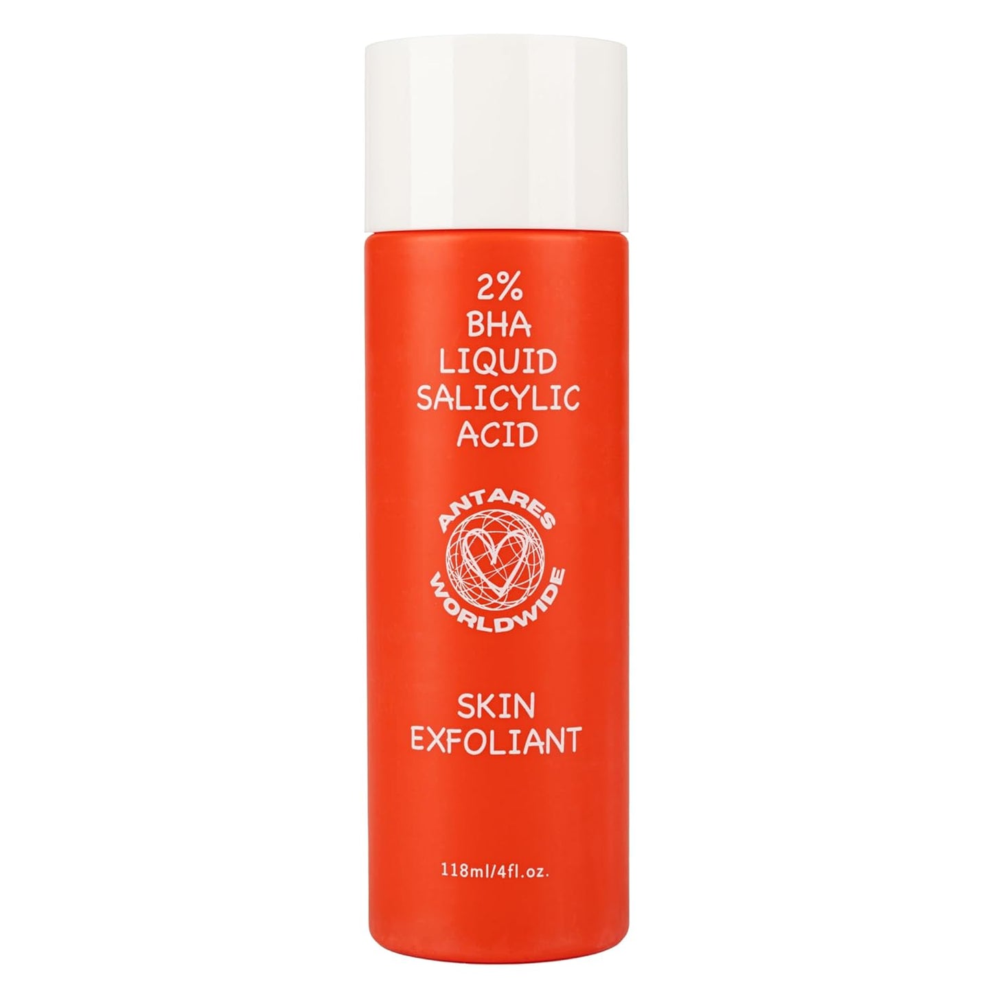 Antares Worldwide 2% BHA Liquid Salicylic Acid Skin Exfoliant 118ml / 4fl oz for Acne & Blackhead Removal with Hyaluronic Acid & SPF 30