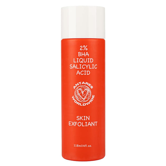 Antares Worldwide 2% BHA Liquid Salicylic Acid Skin Exfoliant 118ml / 4fl oz for Acne & Blackhead Removal with Hyaluronic Acid & SPF 30