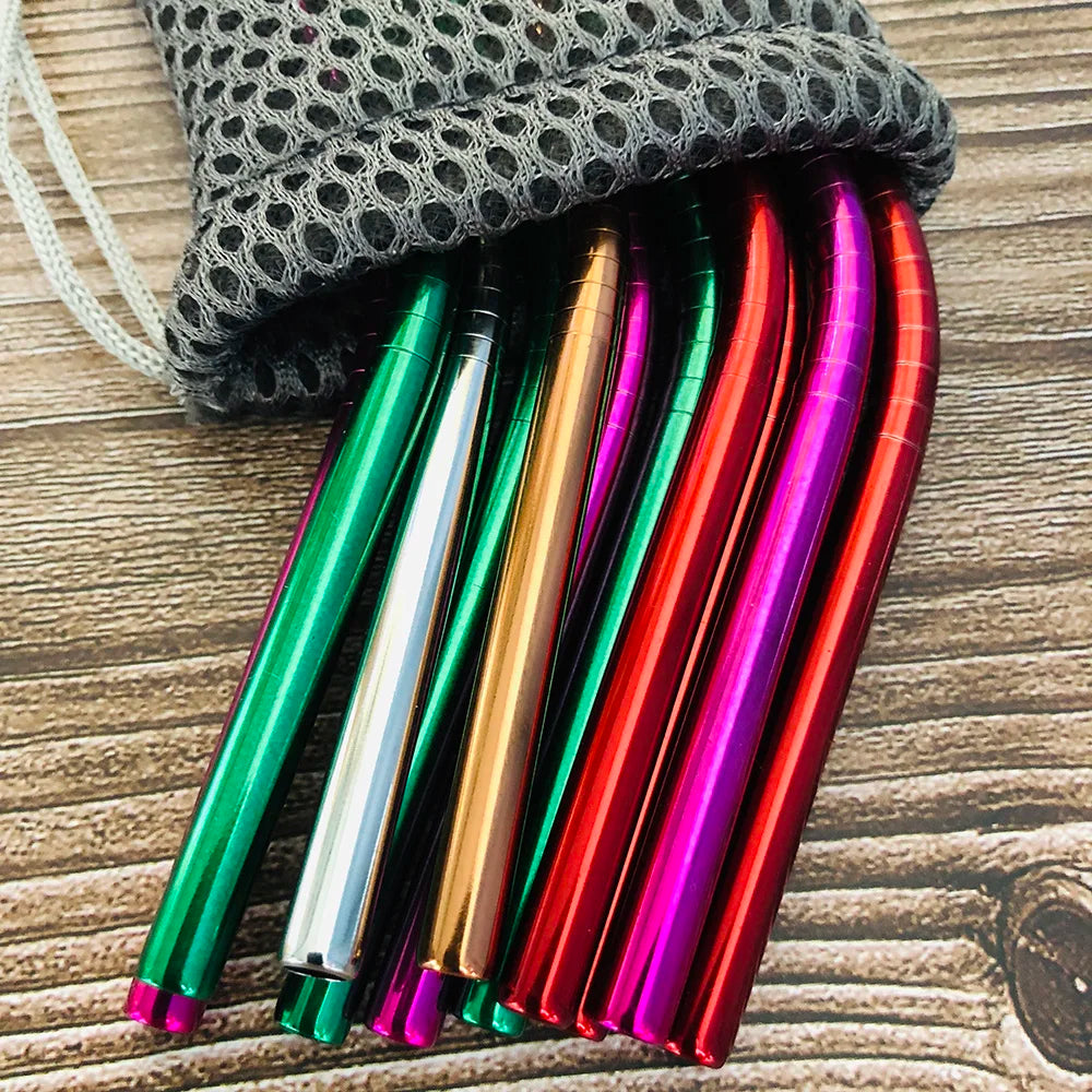 Reusable Drinking Straw 304 Stainless Steel Straws Straight Bent Metal