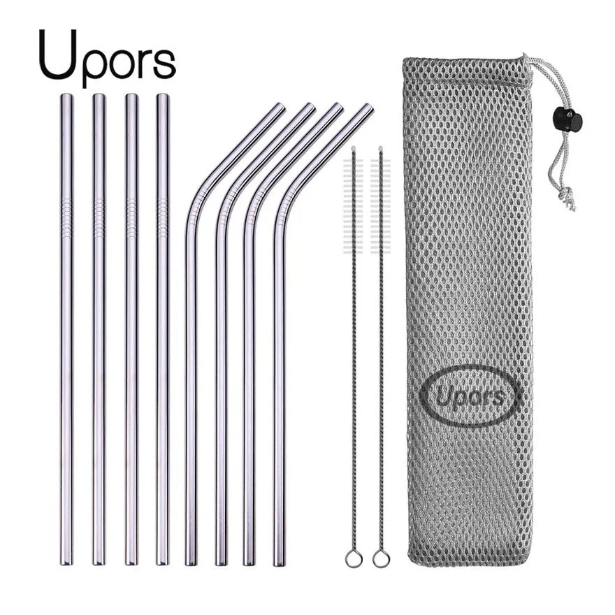 Reusable Drinking Straw 304 Stainless Steel Straws Straight Bent Metal