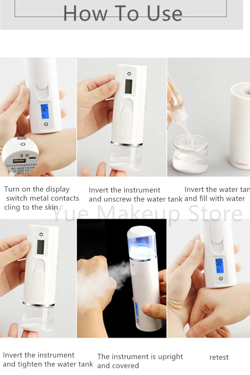 Protable Mini Nano Mist Facial Steamer Spray Spa Moisturizing