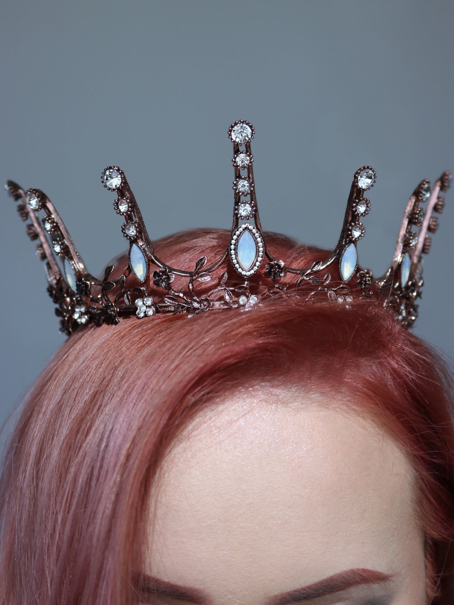 Aggressively Rosy Crown Tiara in Rose Gold and Opal