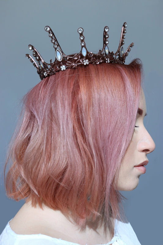 Aggressively Rosy Crown Tiara in Rose Gold and Opal