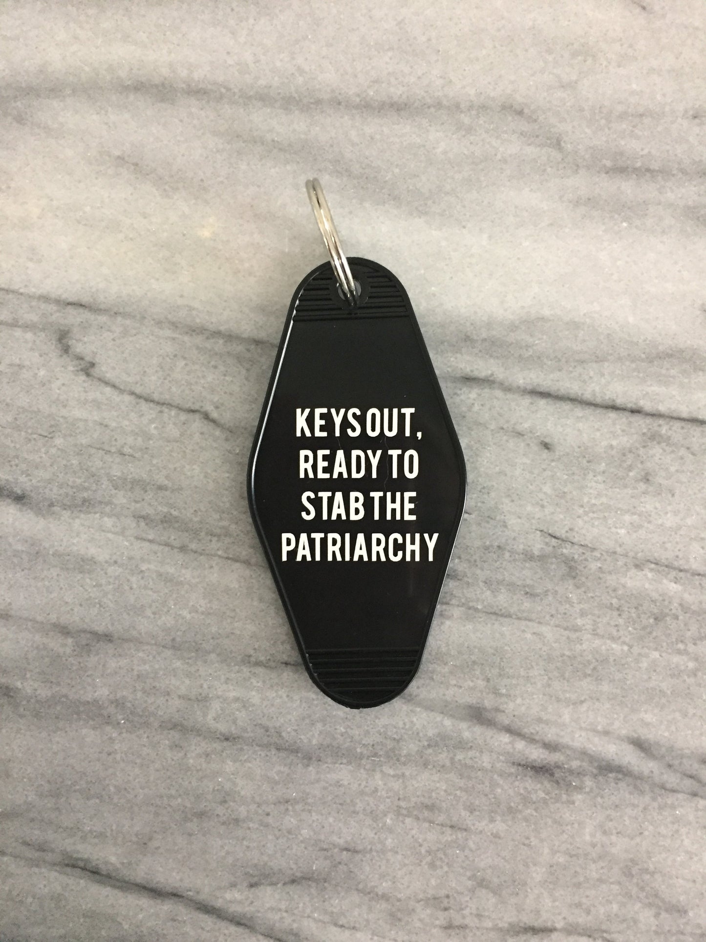 Keys Out, Ready to Stab the Patriarchy Black Motel Style Keychain