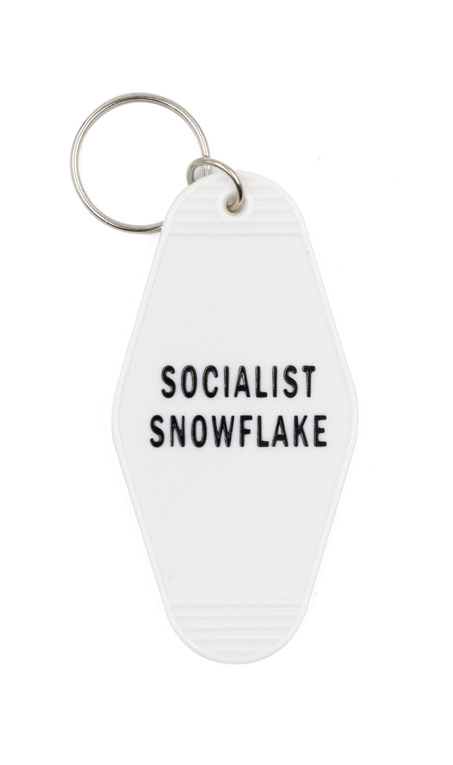 Socialist Snowflake White Motel Style Keychain