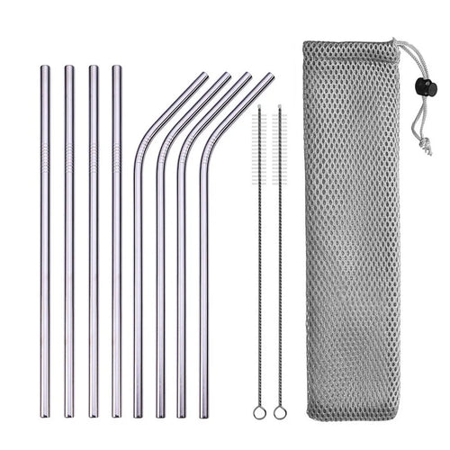 Reusable Drinking Straw 304 Stainless Steel Straws Straight Bent Metal