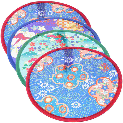 Round Folding Nylon Hand Fans - Set of 4