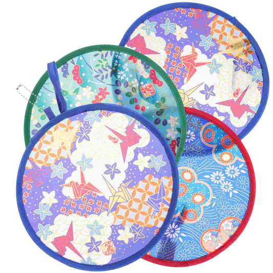 Round Folding Nylon Hand Fans - Set of 4