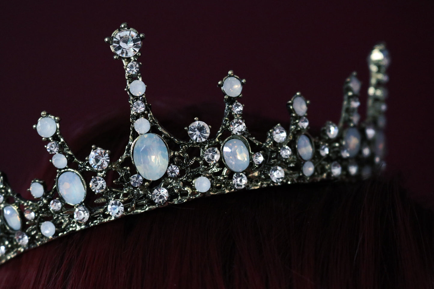 Moonlight Ice Queen Crown Tiara in Opal and Champagne Gold or Silver