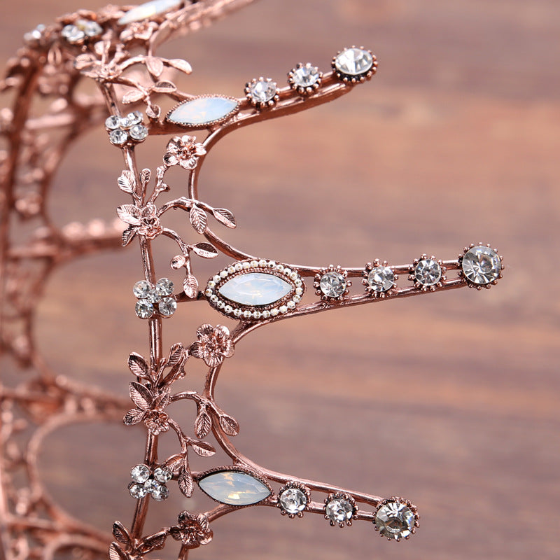 Aggressively Rosy Crown Tiara in Rose Gold and Opal